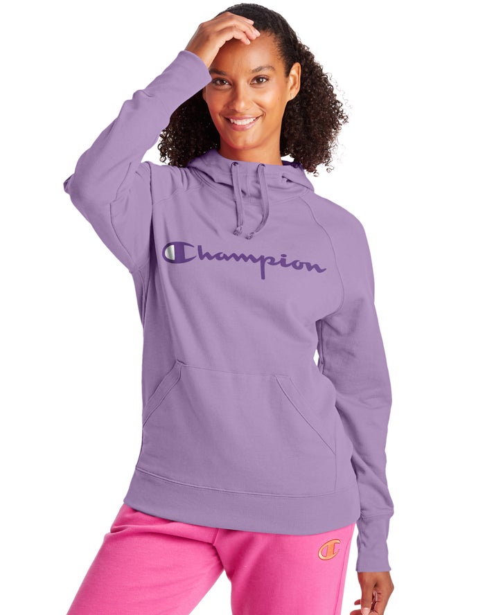 Champion Powerblend Fleece Script Logo Hoodie Dames - Paars - Belgie 6754BDSGP